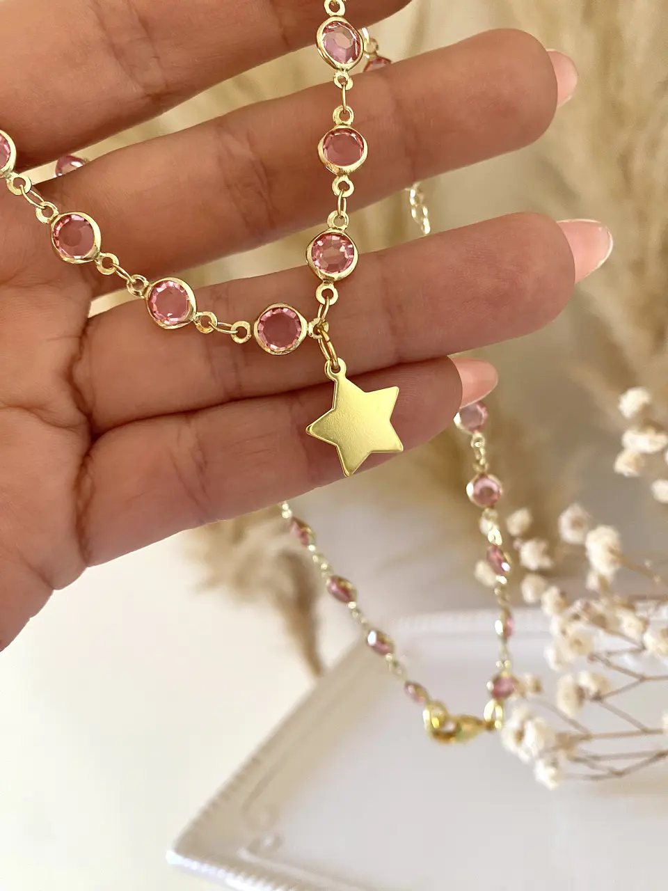 Collar eslabones rosa Estrellita 1