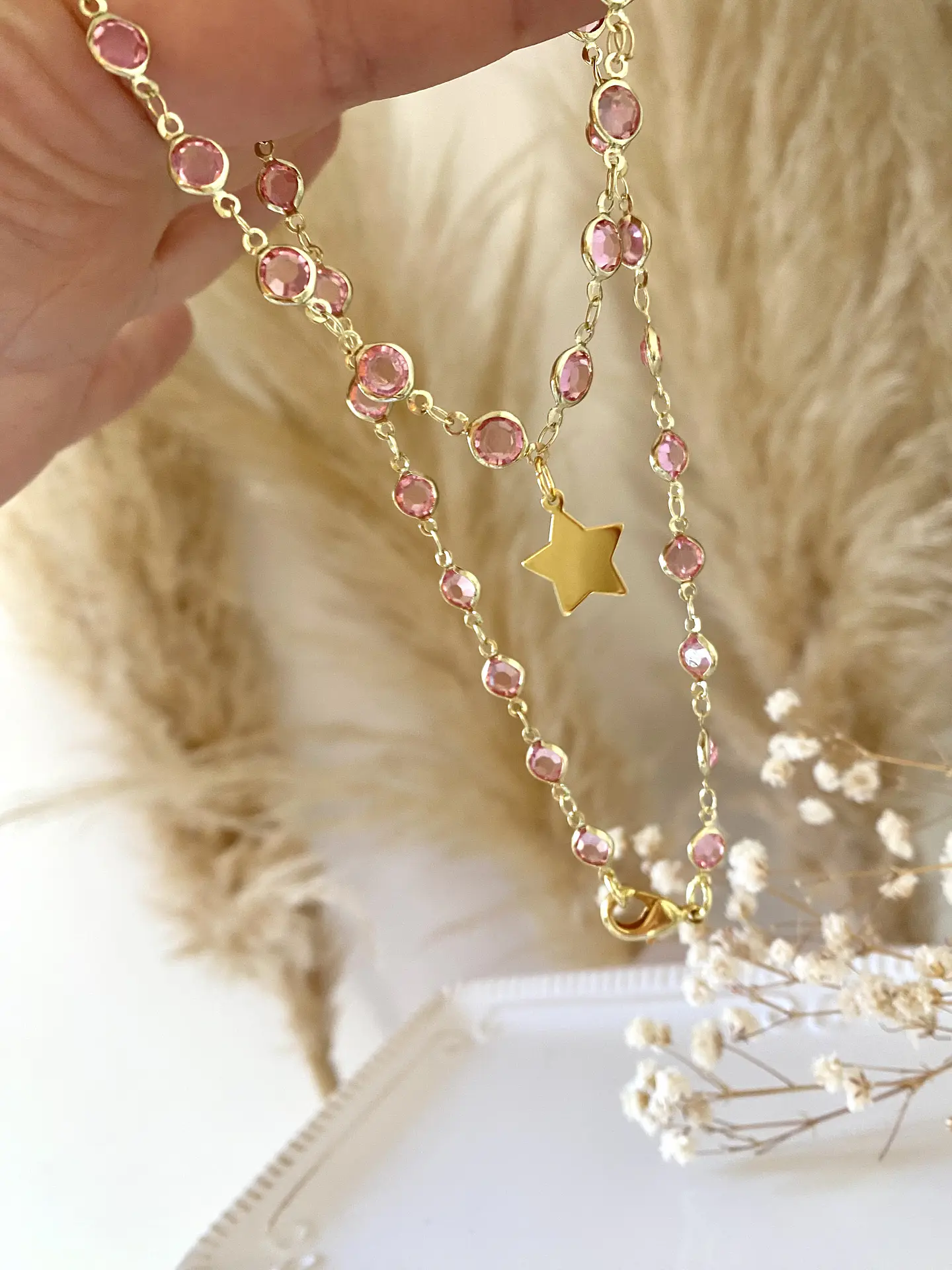 Collar eslabones rosa Estrellita 2