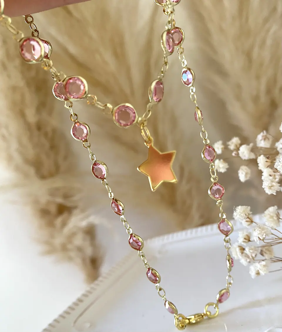 Collar eslabones rosa Estrellita 3