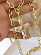 Collar Maxi cruz Cristal Eslabones gold - Miniatura 2