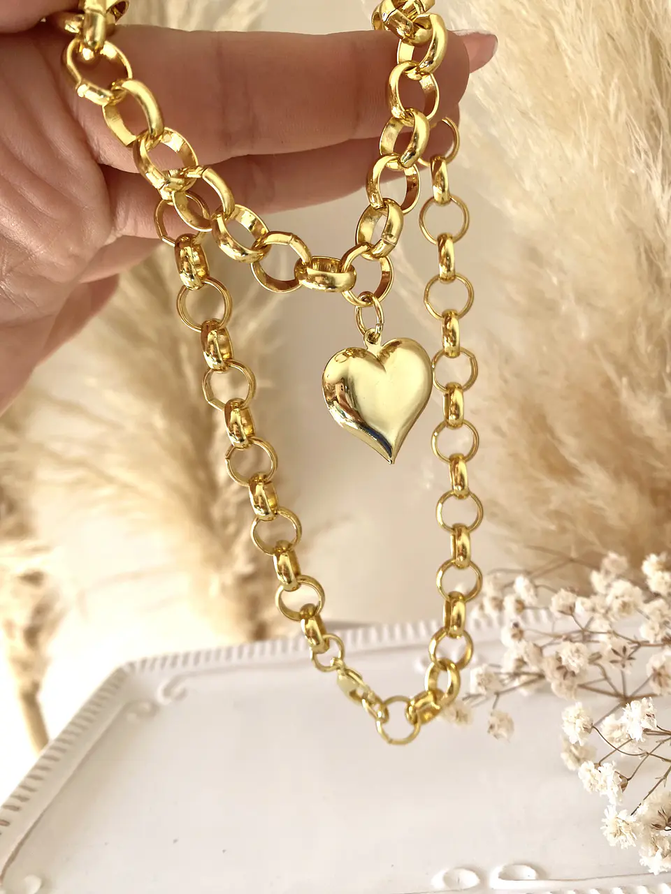 Collar cadena maxi Rolo Corazón gold 3