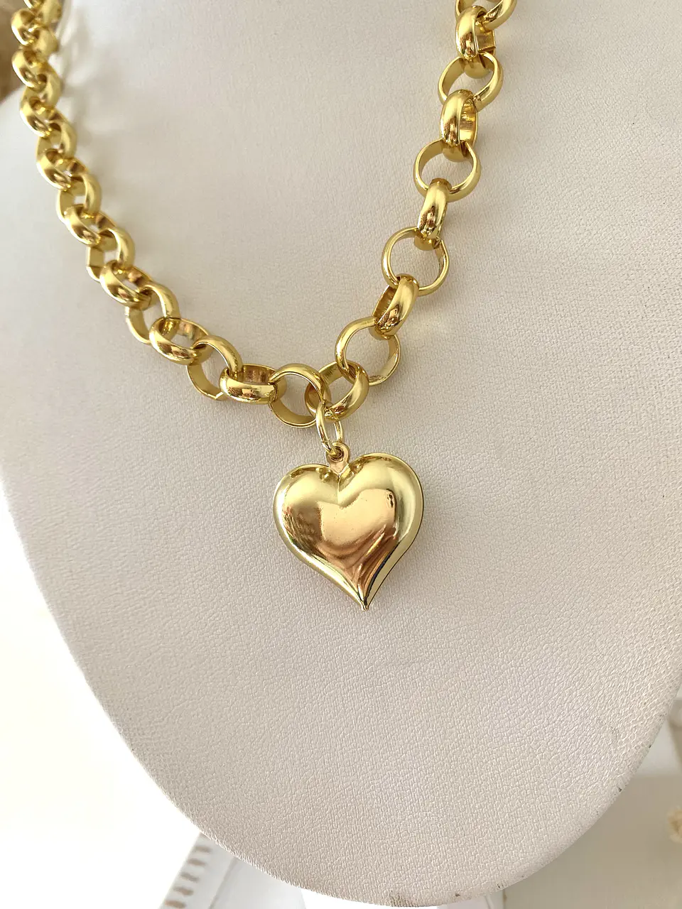 Collar cadena maxi Rolo Corazón gold 5