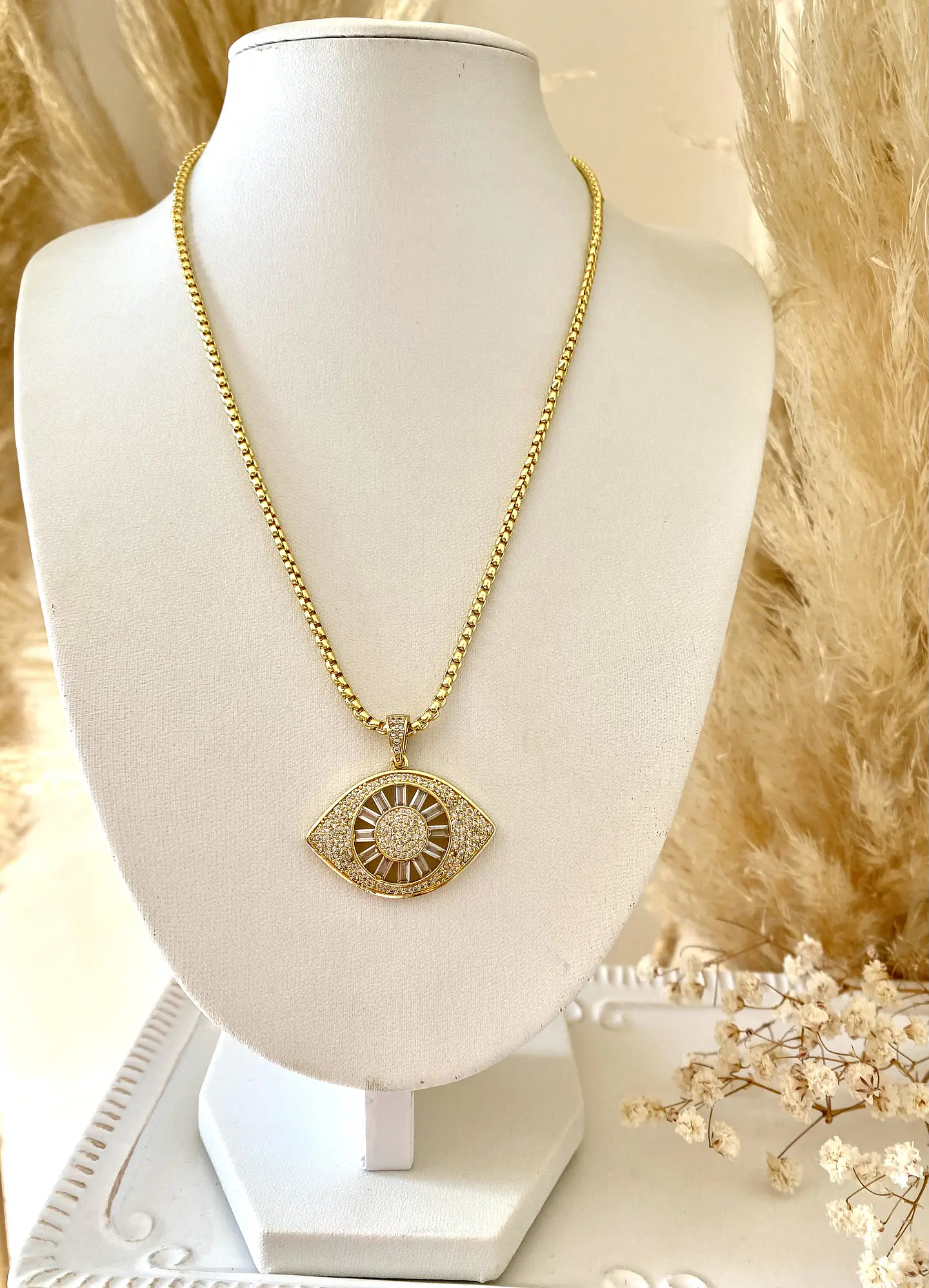 Collar cadena Maxi Ojo Turco circones gold 2