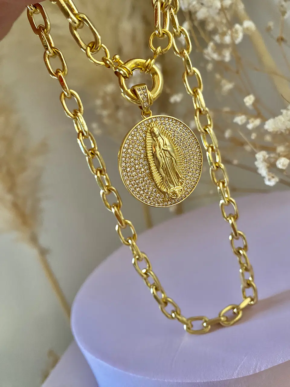 Collar eslabones Medalla Circones Virgen  2