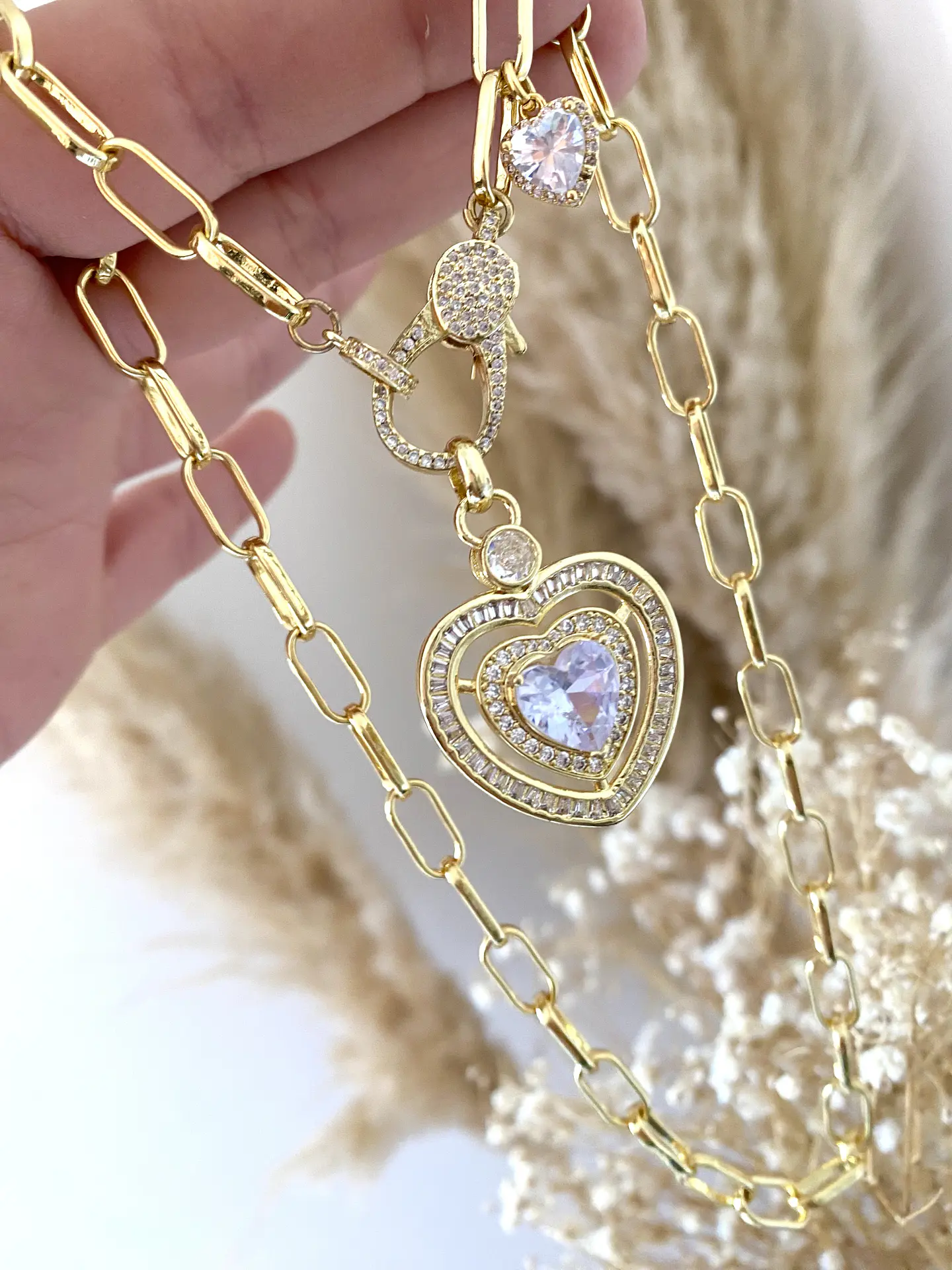Collar Corazón Cristal y Broche Circones Gold 2