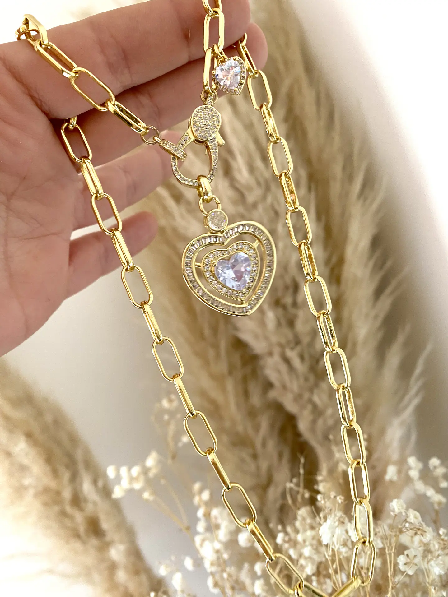 Collar Corazón Cristal y Broche Circones Gold 3
