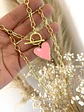 Collar Corazón Rosa Broche Palanca Gold - Miniatura 2