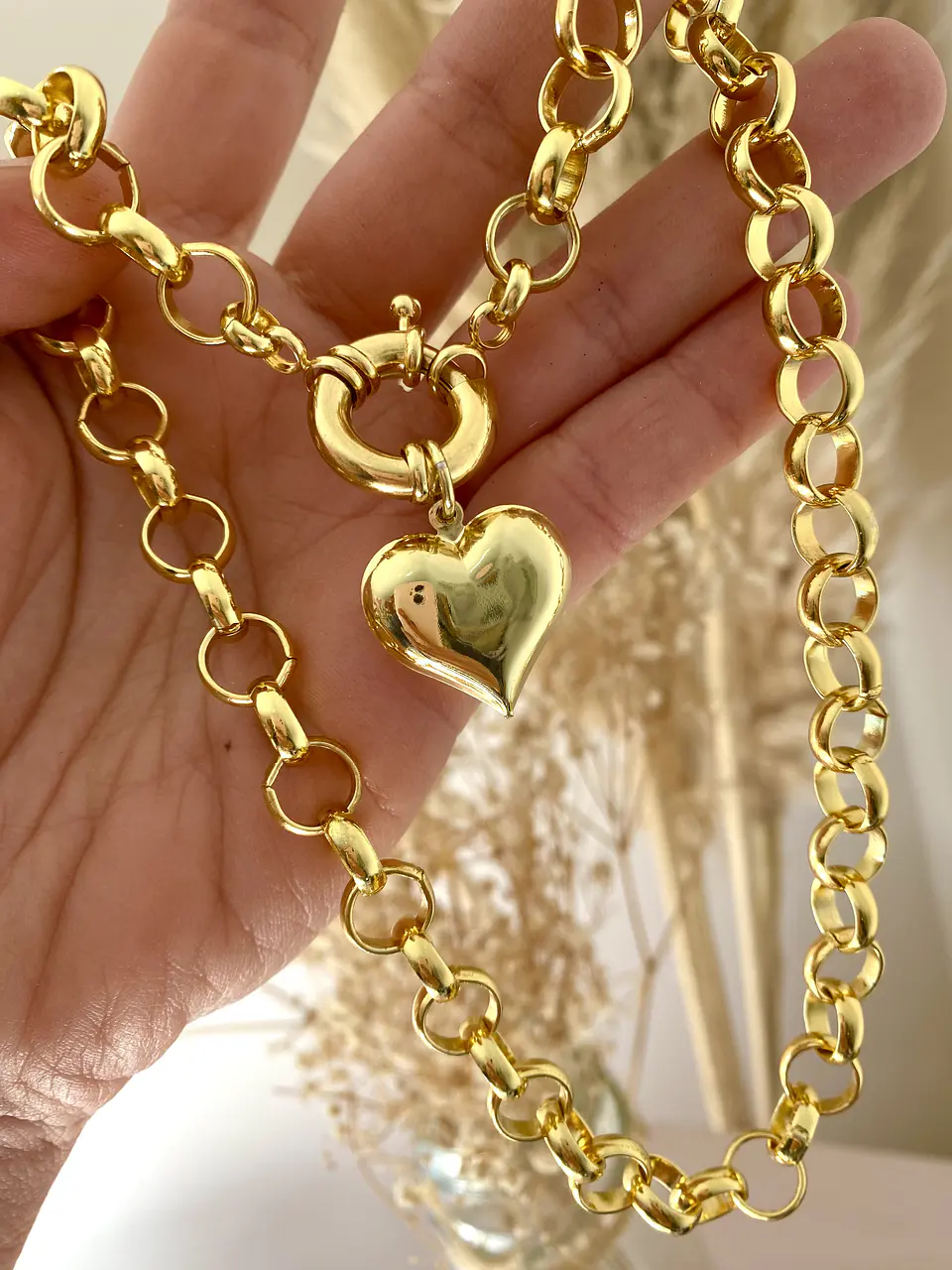 Collar Corazón Gold Maxi Eslabones redondos  1