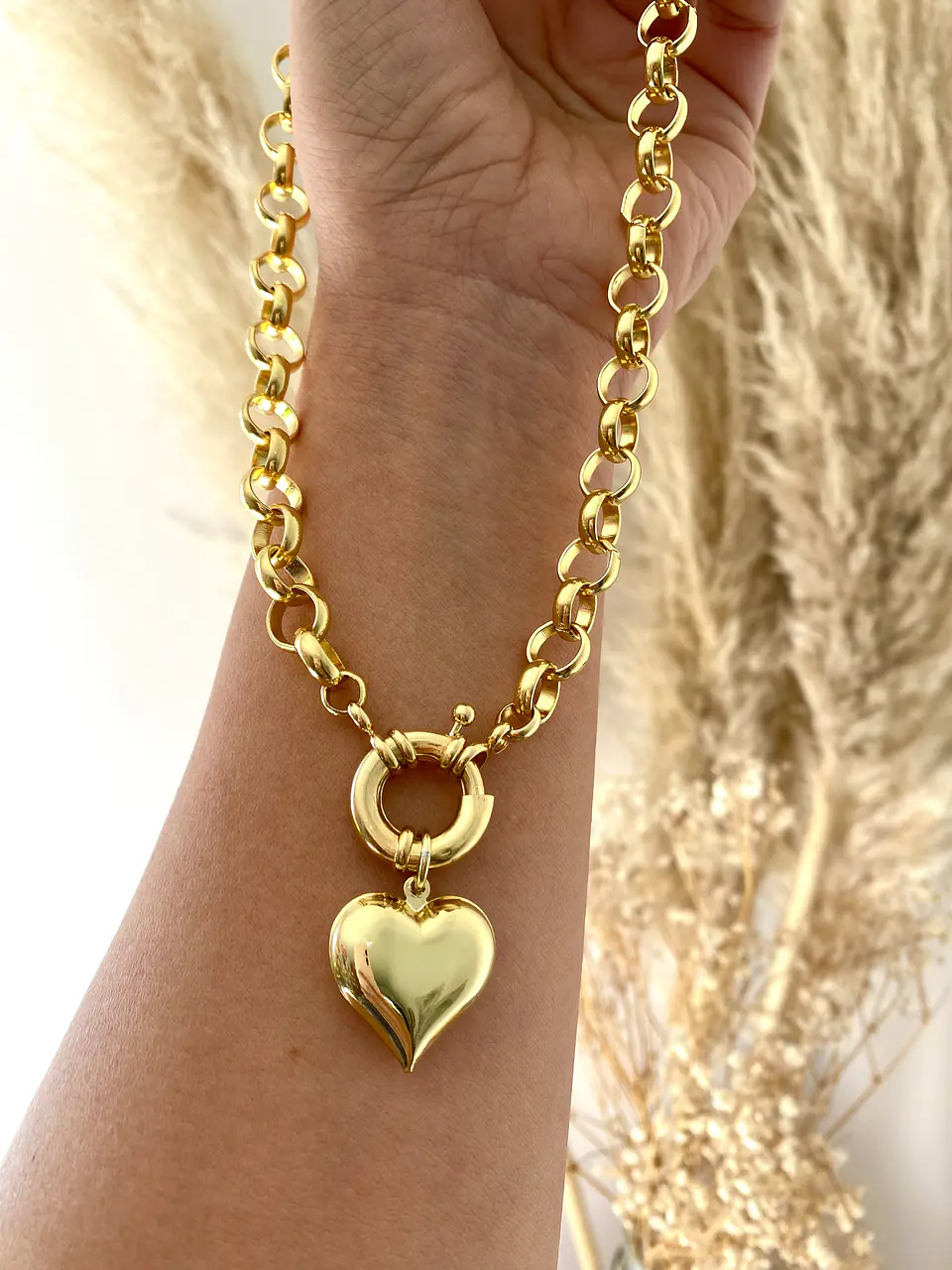 Collar Corazón Gold Maxi Eslabones redondos  2