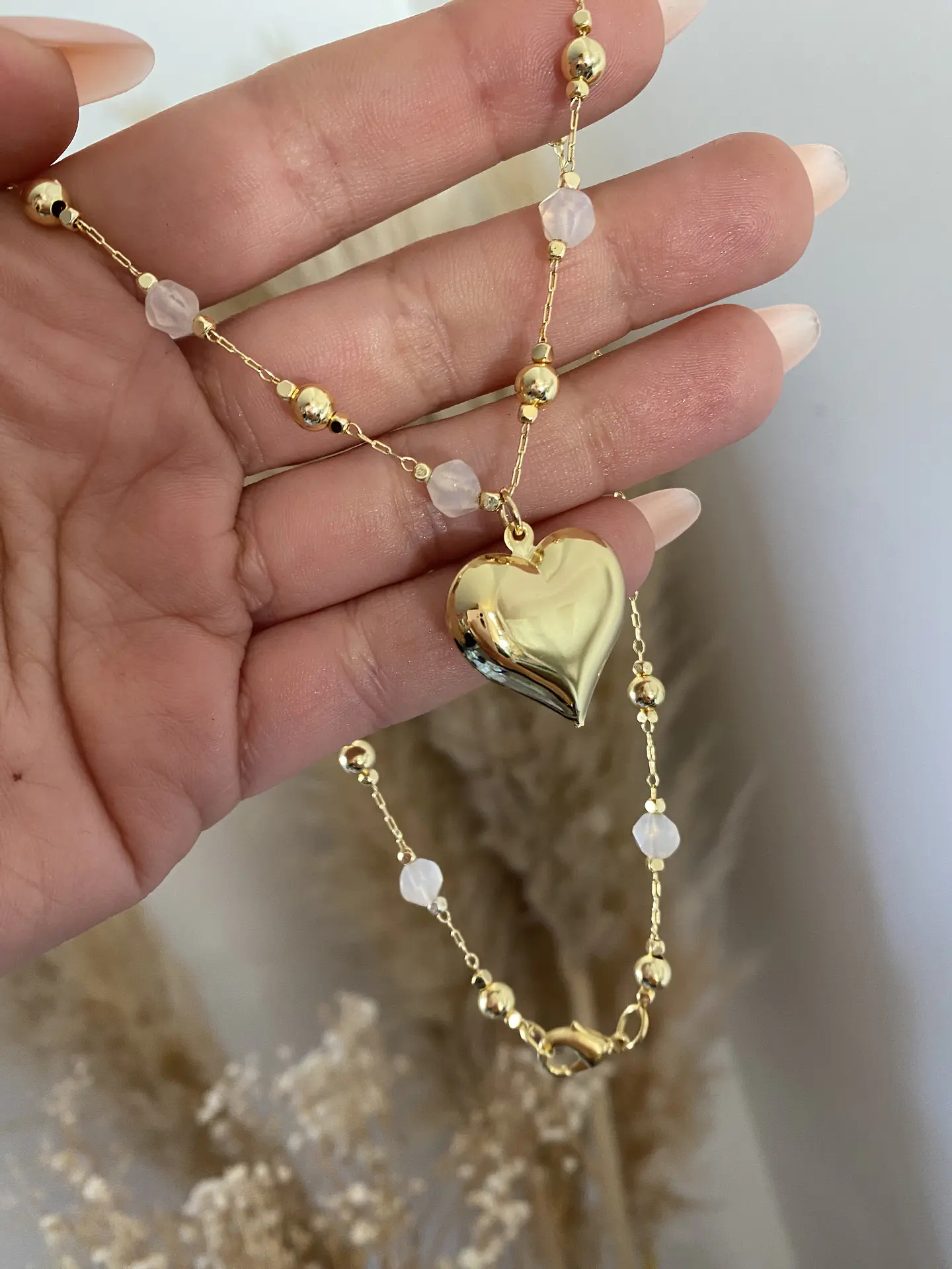 Collar Corazón eslabones mixtos gold 1