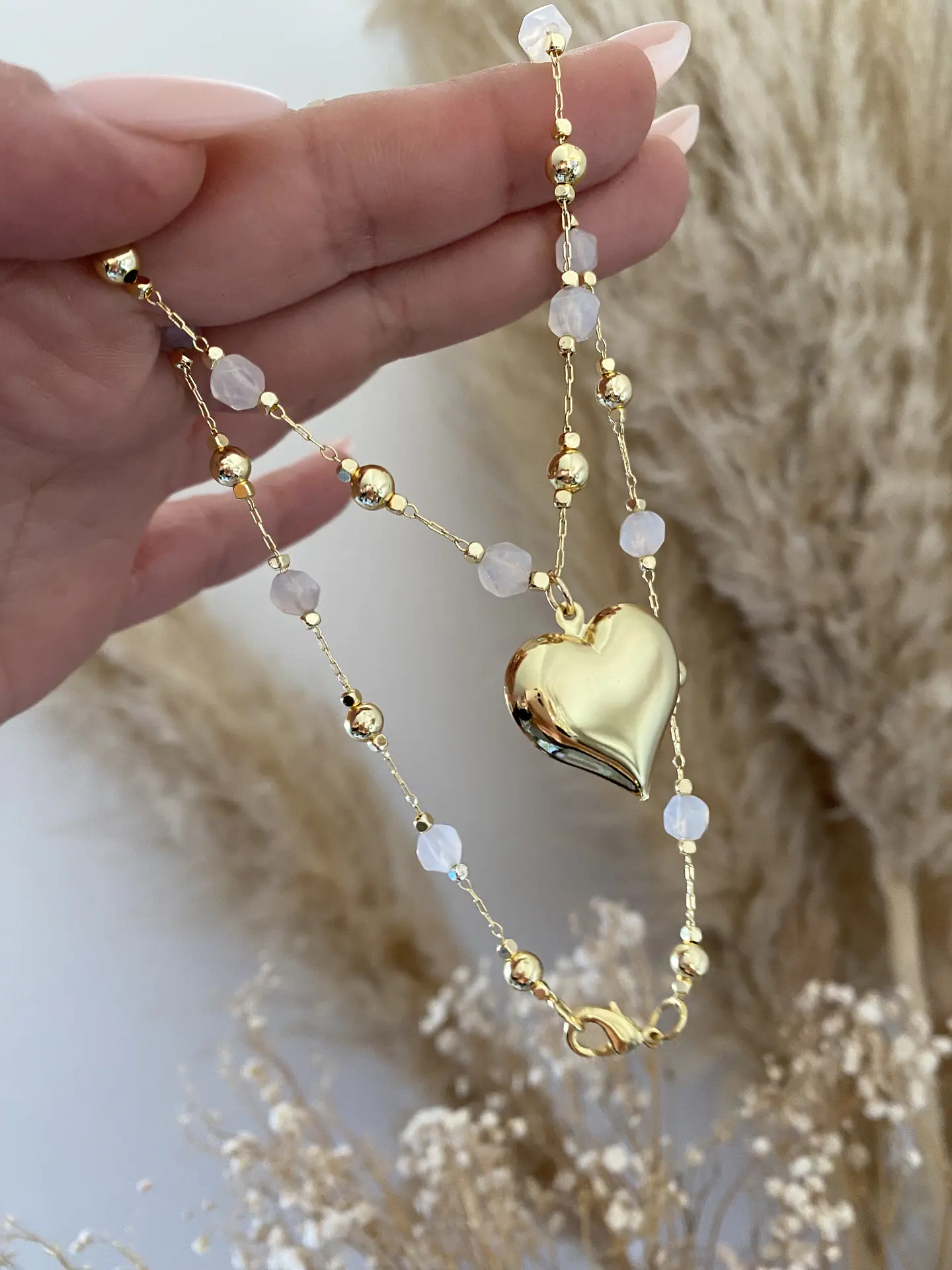 Collar Corazón eslabones mixtos gold 2