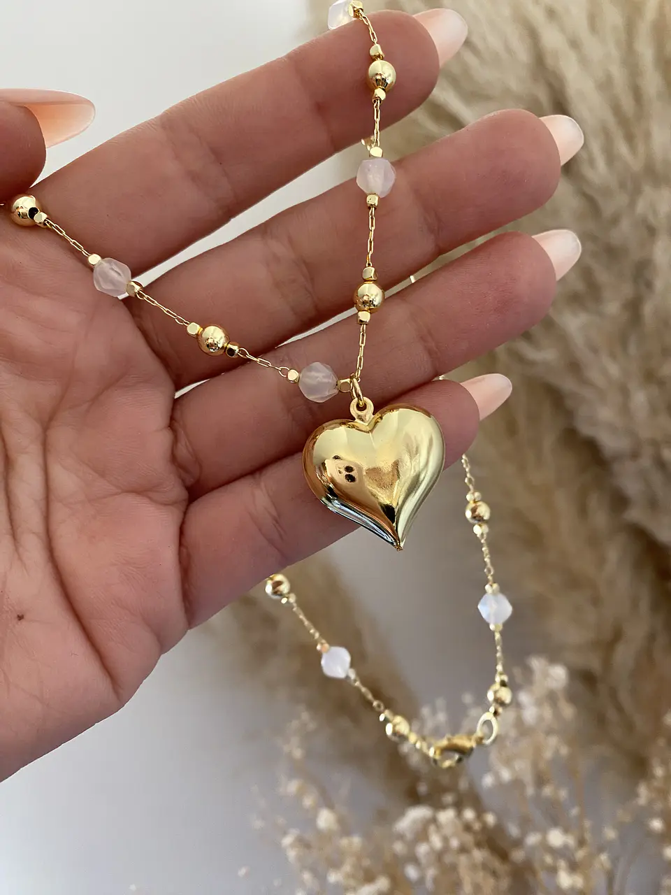 Collar Corazón eslabones mixtos gold 3