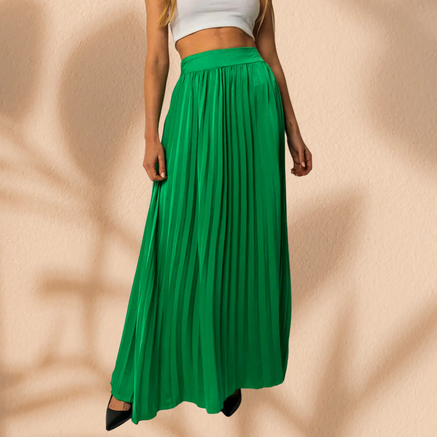 Falda Satinada Lía verde 1