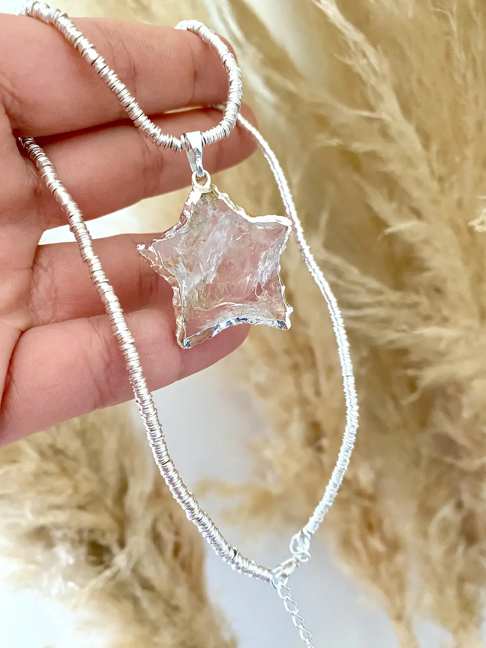 Collar Mostacilla Estrella Cuarzo silver  1