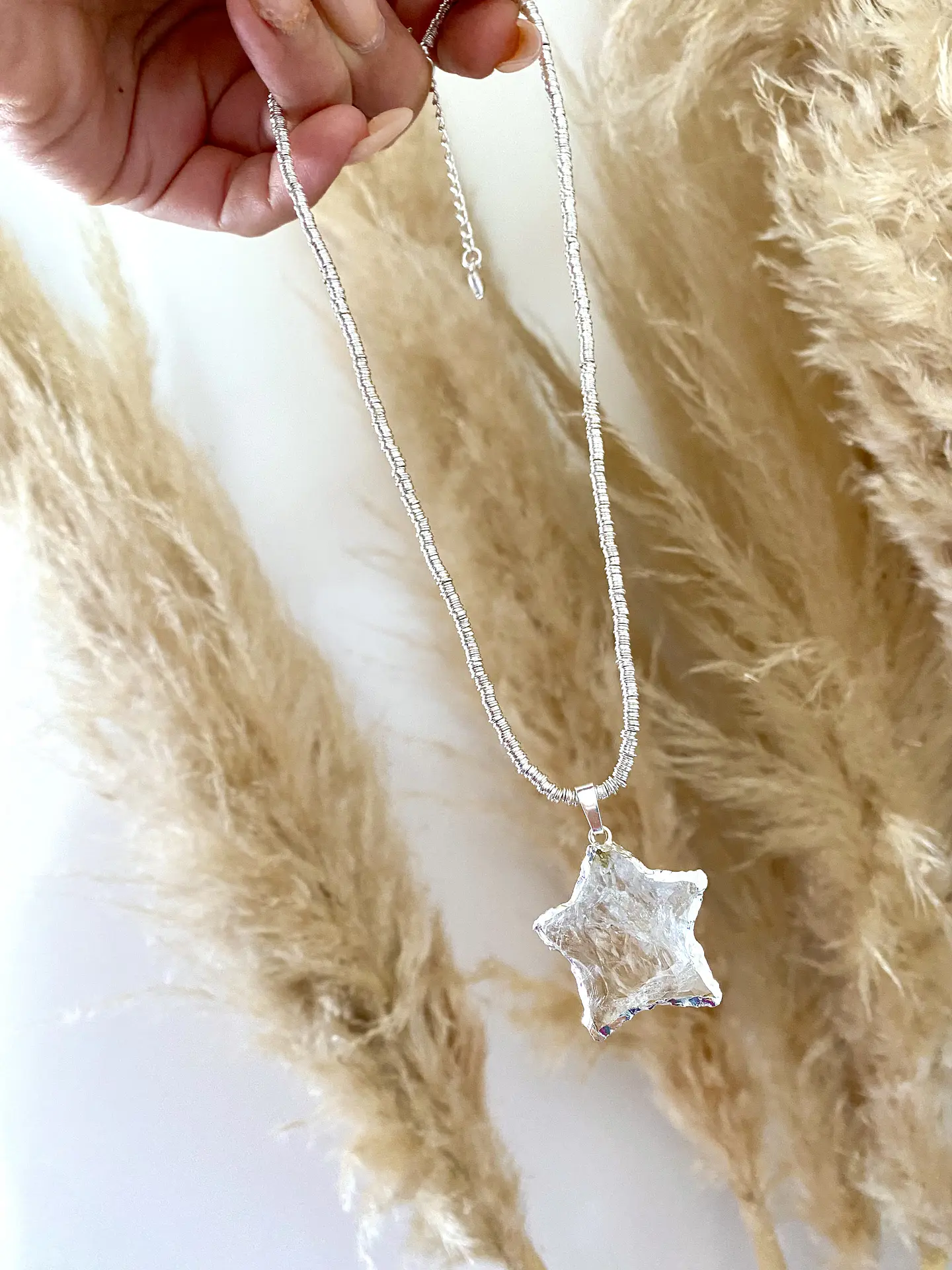 Collar Mostacilla Estrella Cuarzo silver  2