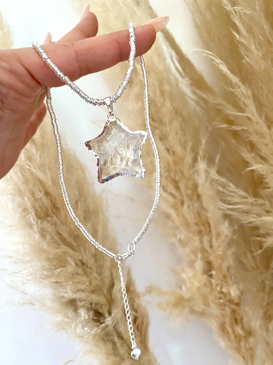 Collar Mostacilla Estrella Cuarzo silver  4