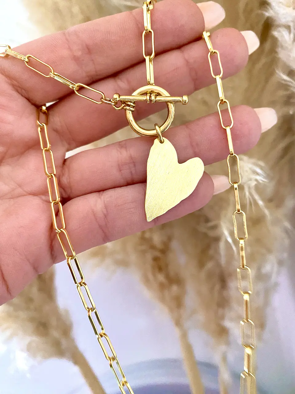 Collar corazón lijado gold 1