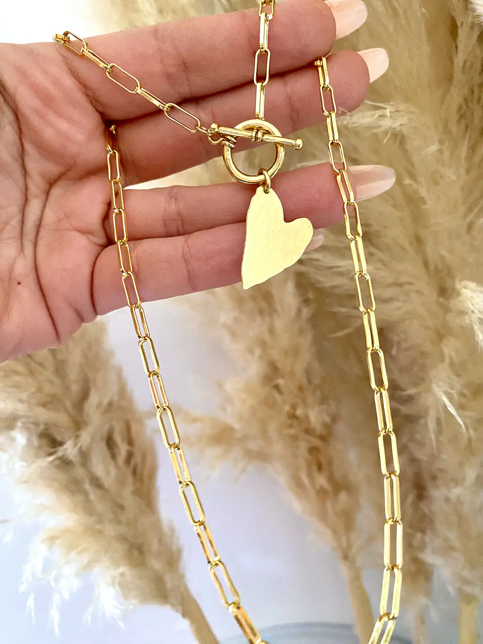 Collar corazón lijado gold 2