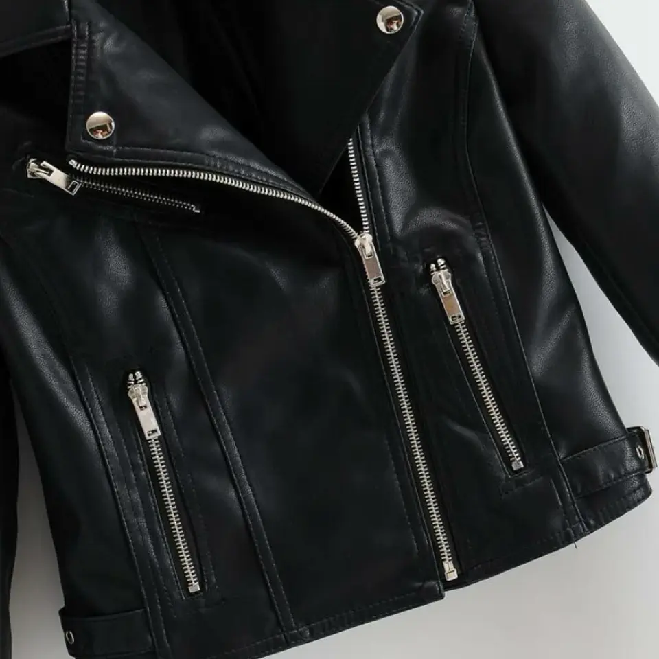 Chaqueta Cazadora Biker Efecto Piel 3