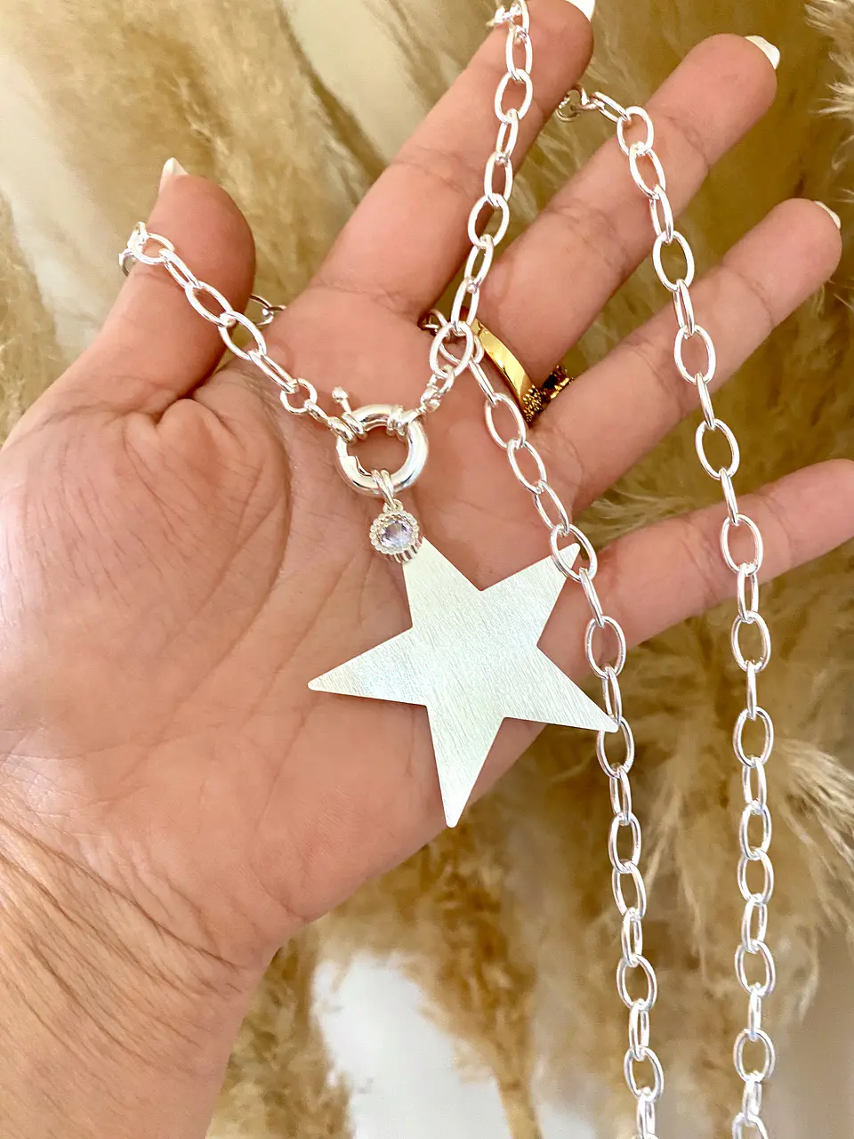 Collar Maxi Estrella lijada enchape plata  1