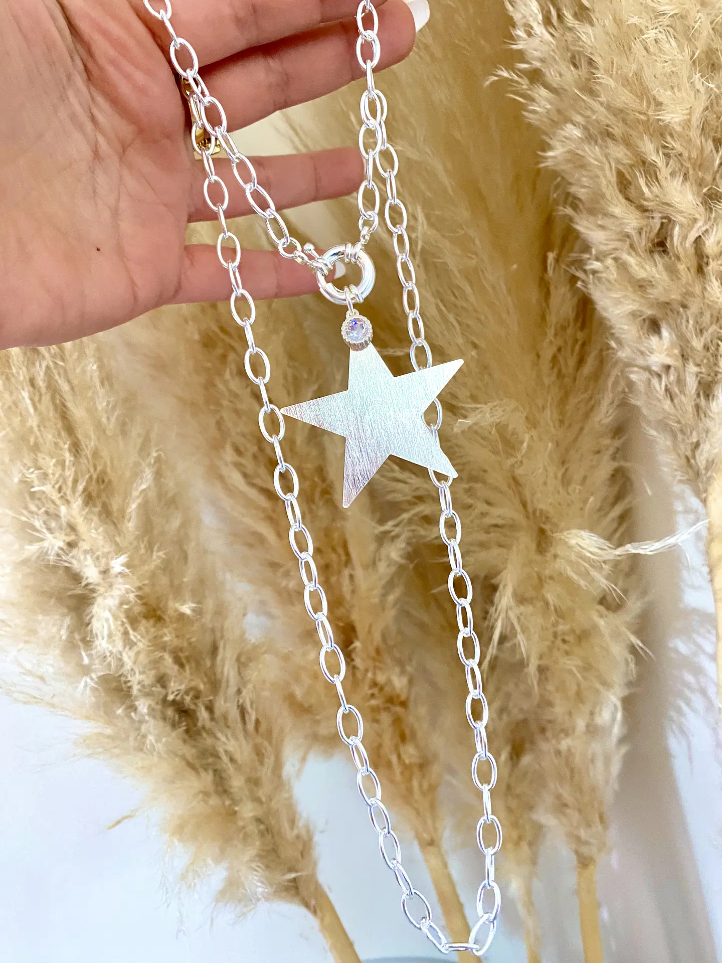Collar Maxi Estrella lijada enchape plata  3