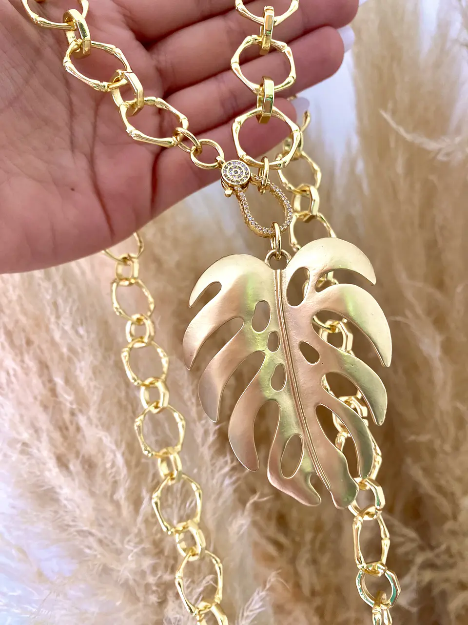 Collar Eslabones XL dije Maxi Hoja gold 1
