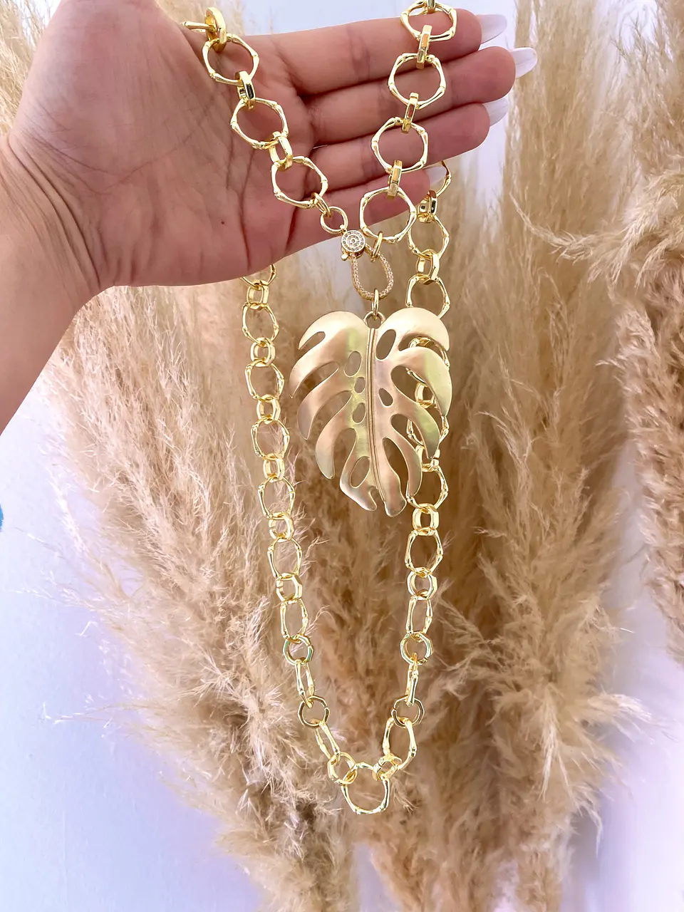 Collar Eslabones XL dije Maxi Hoja gold 5