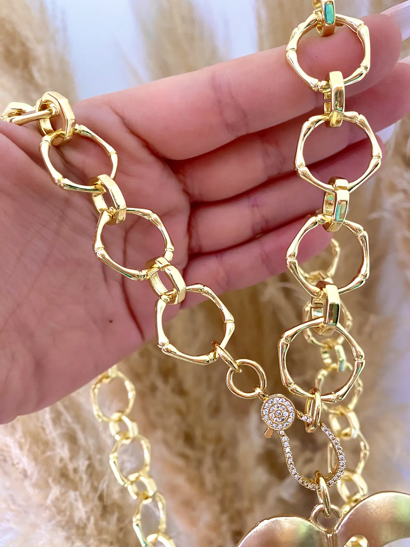 Collar Eslabones XL dije Maxi Hoja gold 6