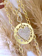 Collar Maxi Medallón Mandala con Corazón circones gold - Miniatura 1