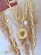 Collar Maxi  Eslabones Medalla Corazón Perla  - Miniatura 1
