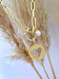 Collar Maxi  Eslabones Medalla Corazón Perla  - Miniatura 3