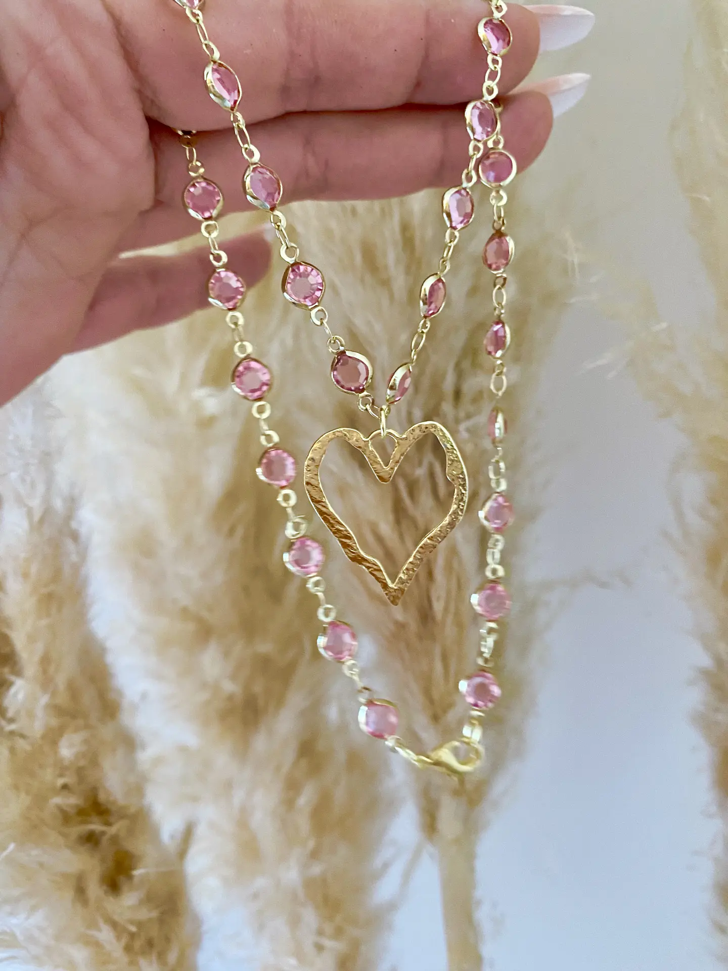  Collar Eslabones Rosa Corazon gold 4