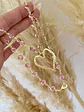  Collar Eslabones Rosa Corazon gold - Miniatura 1
