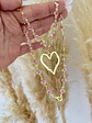  Collar Eslabones Rosa Corazon gold - Miniatura 3