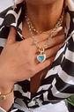Collar Doble dije Corazón turquesa  - Miniatura 3