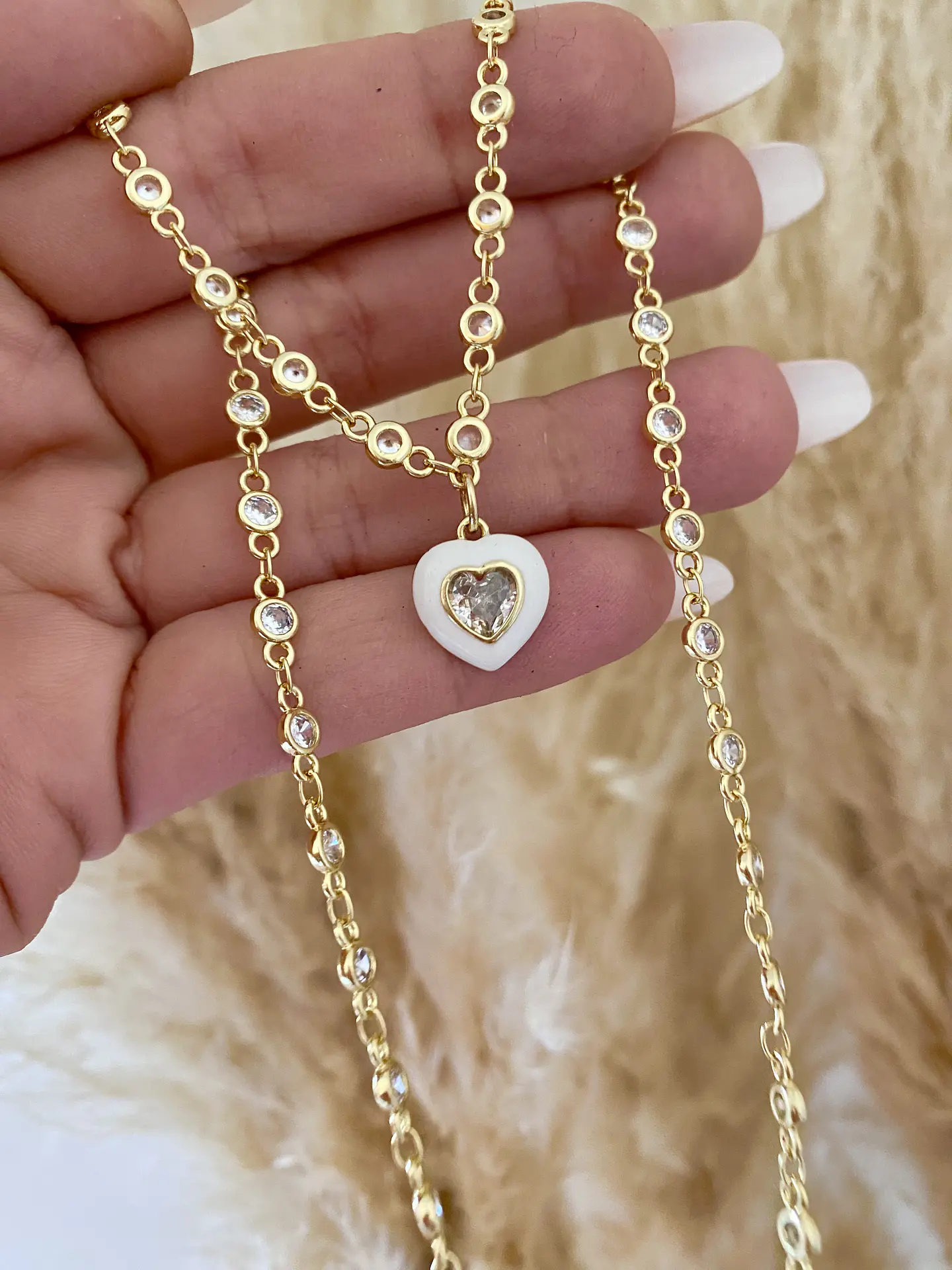 Collar corazón  Cadena cristales  5
