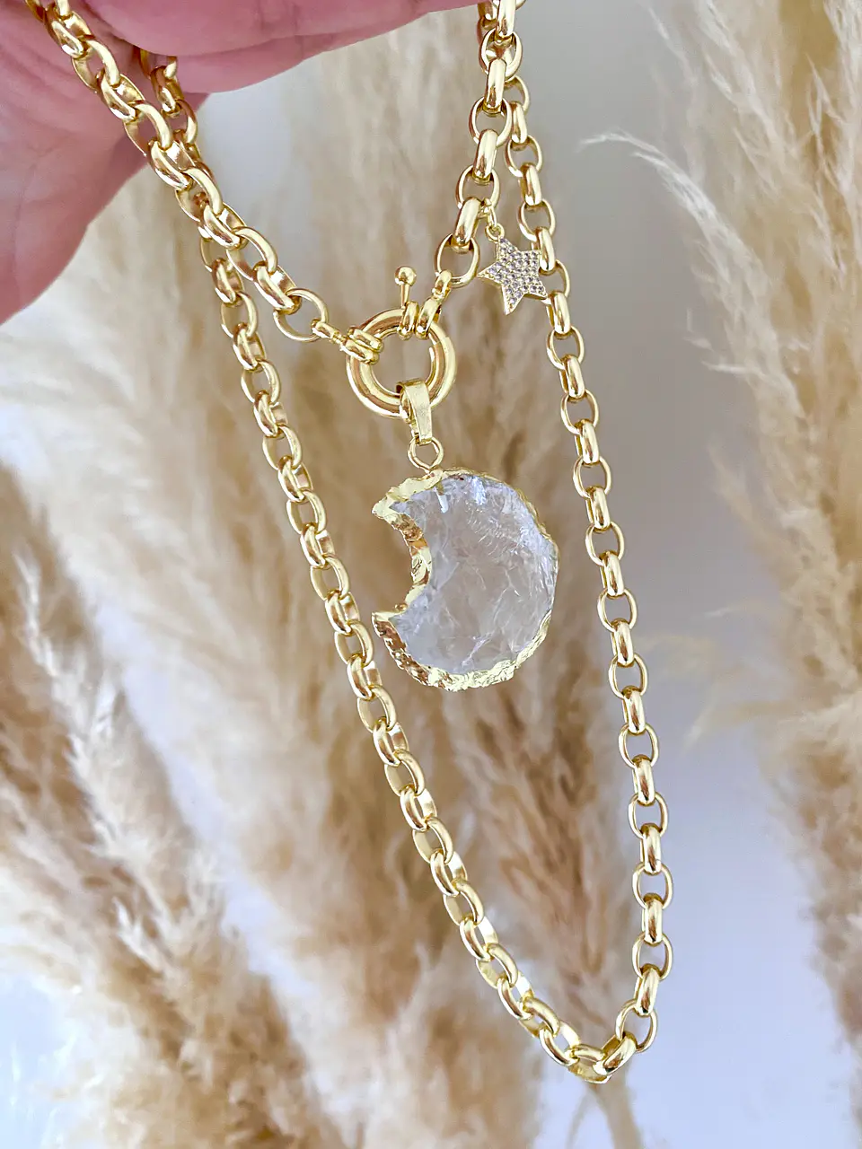 Collar Luna Cuarzo punto luz circones  5