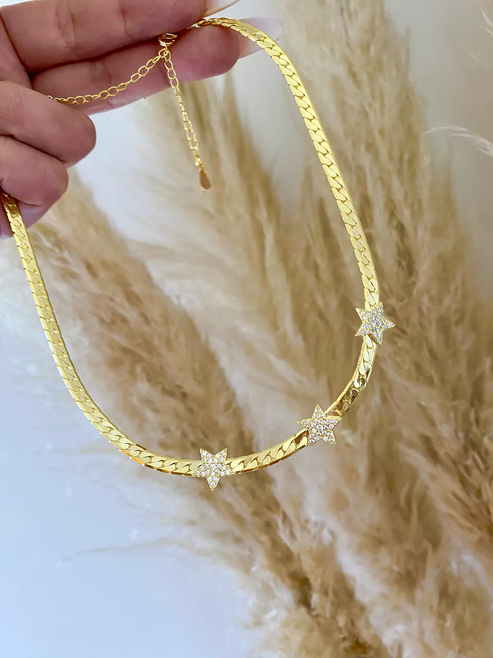 Collar choker Cinta trío Estrellas gold  1