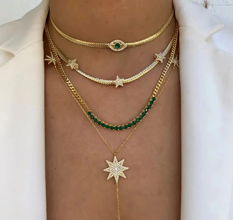 Collar choker Cinta trío Estrellas gold  4