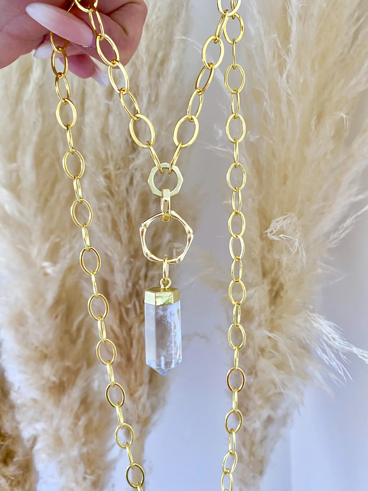 Collar XL  Cuarzo Maxi Eslabones Mixtos Gold 1