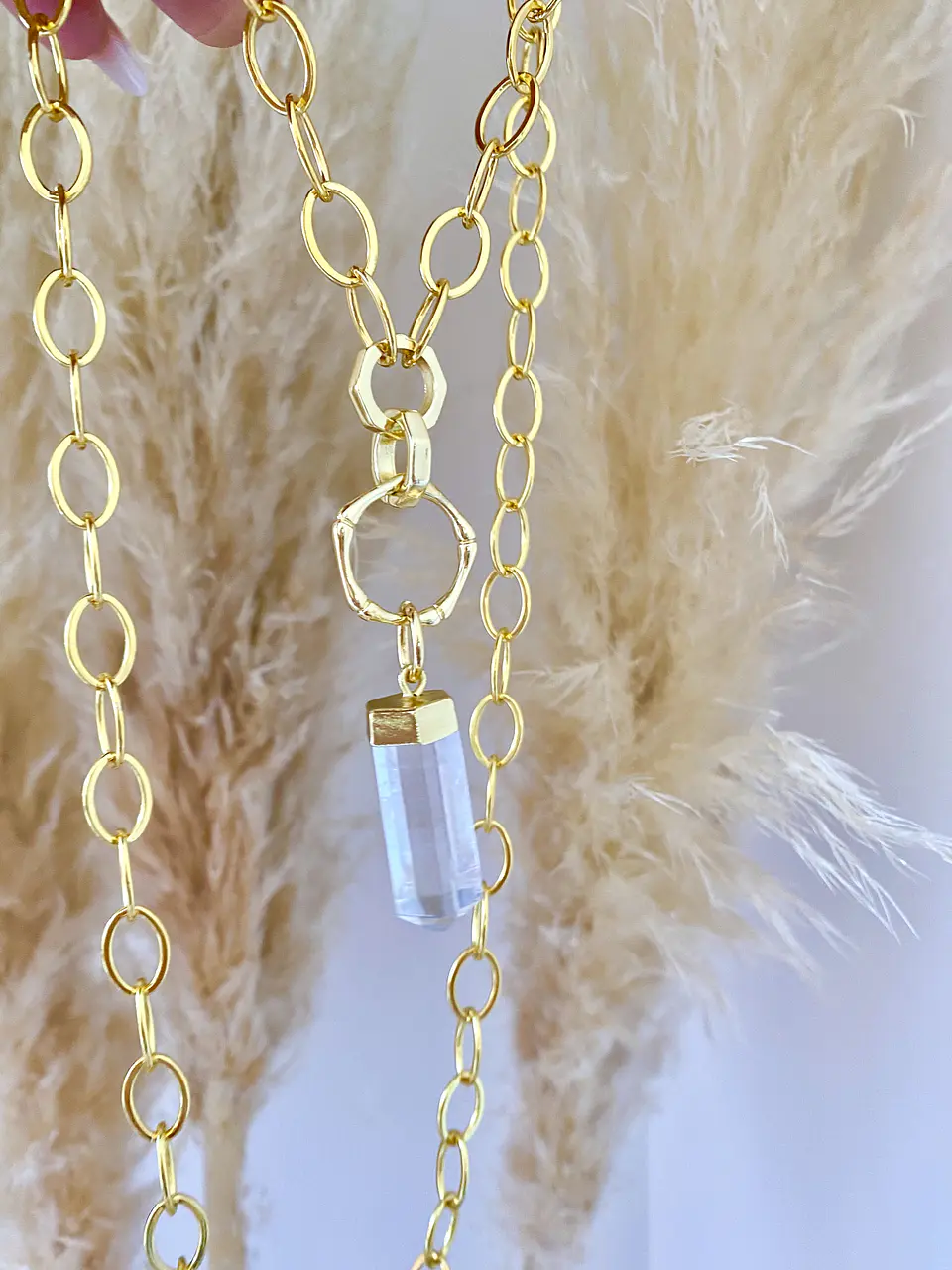 Collar XL  Cuarzo Maxi Eslabones Mixtos Gold 5