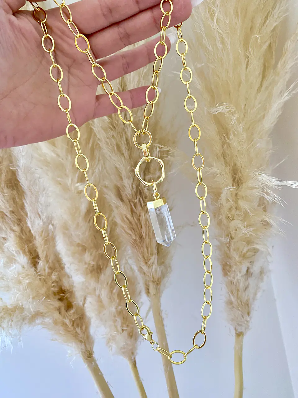 Collar XL  Cuarzo Maxi Eslabones Mixtos Gold 6
