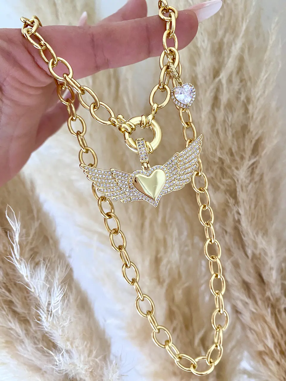 Collar Corazón alado Broche timon gold 2