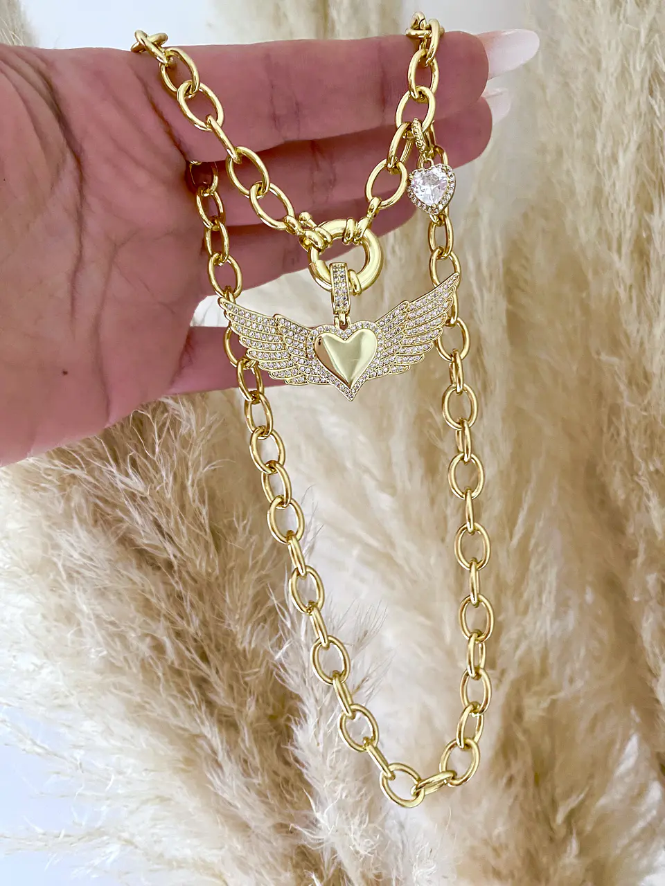 Collar Corazón alado Broche timon gold 4