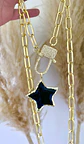 Collar XL Estrella Obsidiana Broche Candado - Miniatura 1