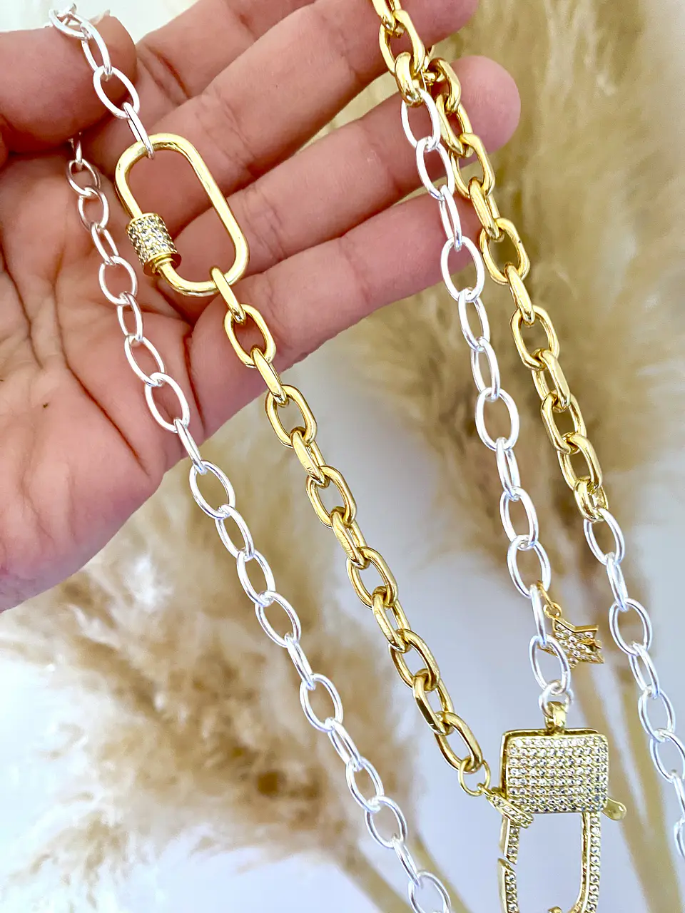 Collar XL medallón Virgen Eslabones Mixtos broche Candado Luxury 6