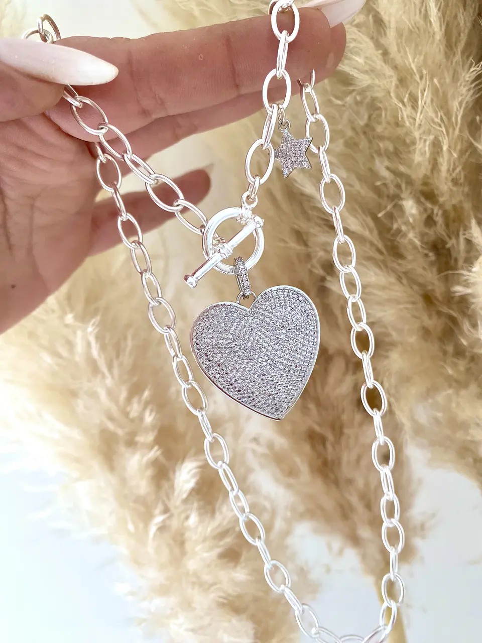 Collar Maxi Corazon circones silver 1