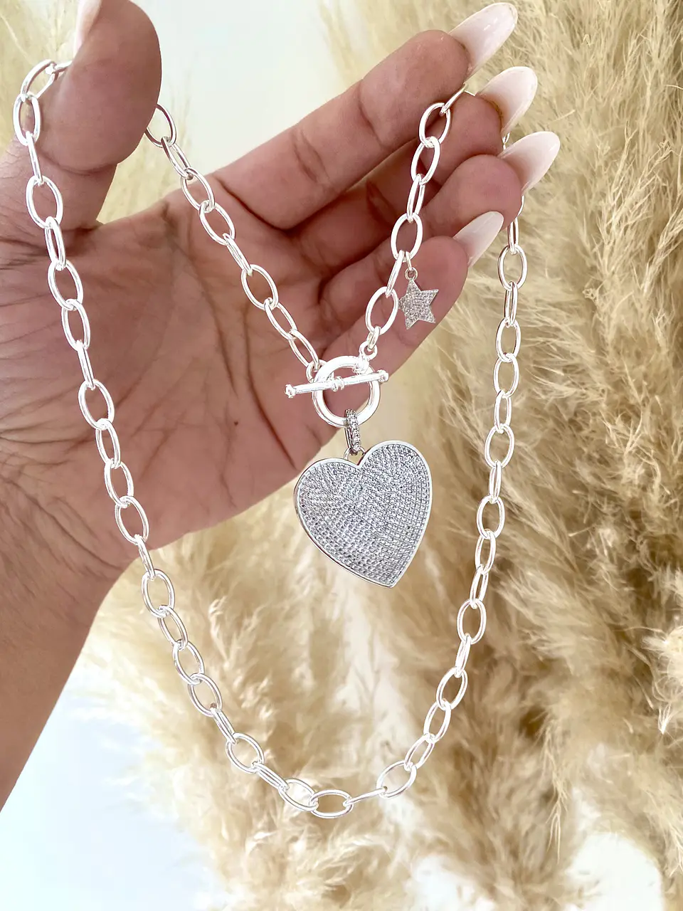 Collar Maxi Corazon circones silver 3
