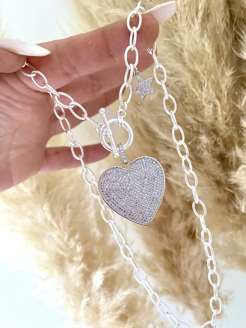 Collar Maxi Corazon circones silver 4