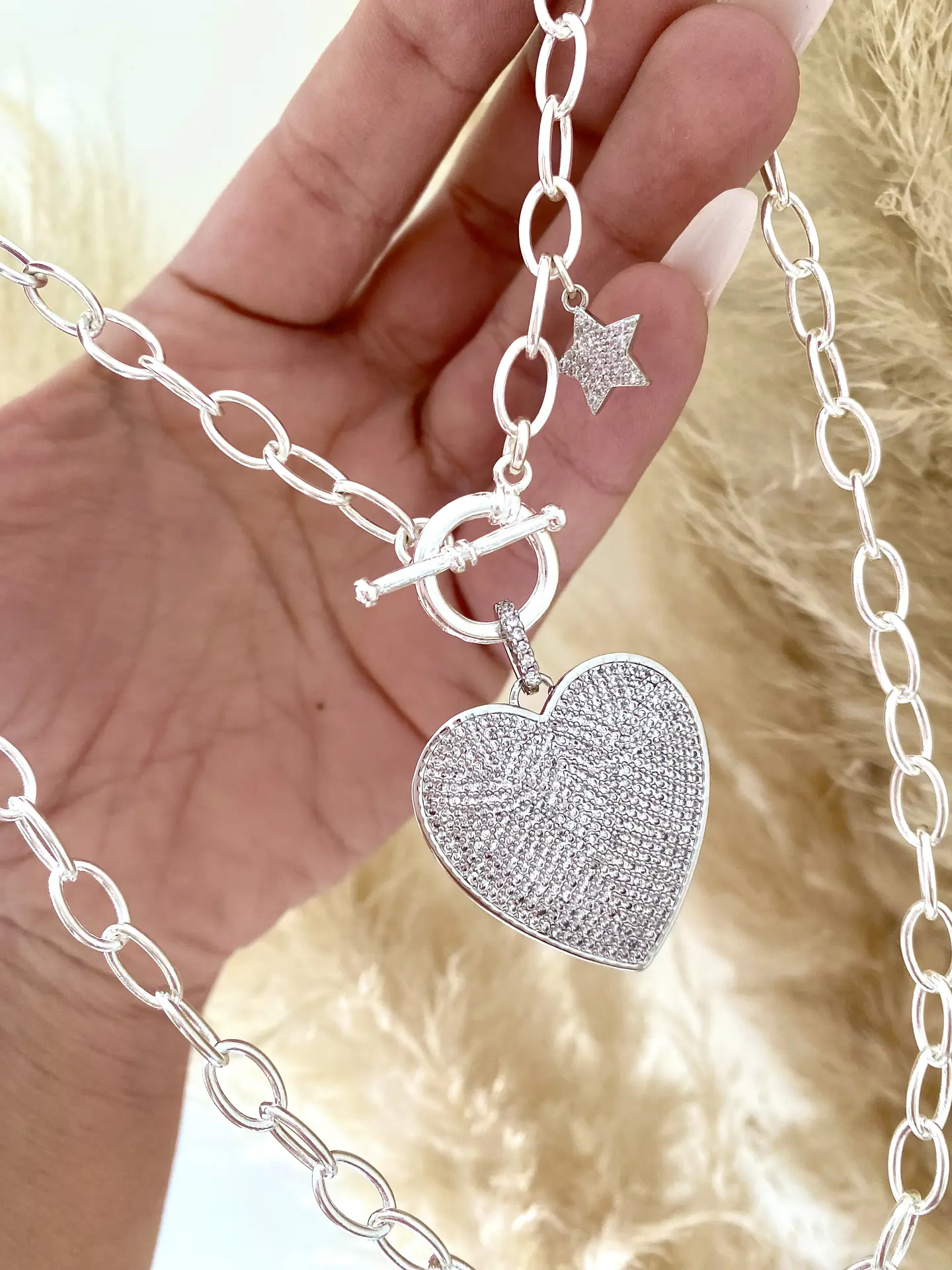 Collar Maxi Corazon circones silver 2